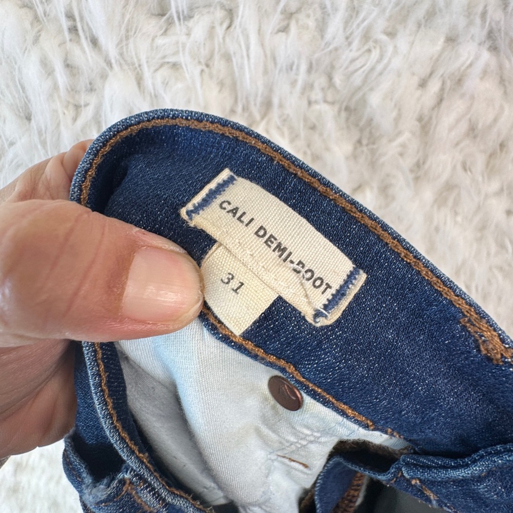 Madewell Cali Demi Boot Jeans Medium Wash High Rise Raw Hem Size 31 Stretch boho - Picture 9 of 10